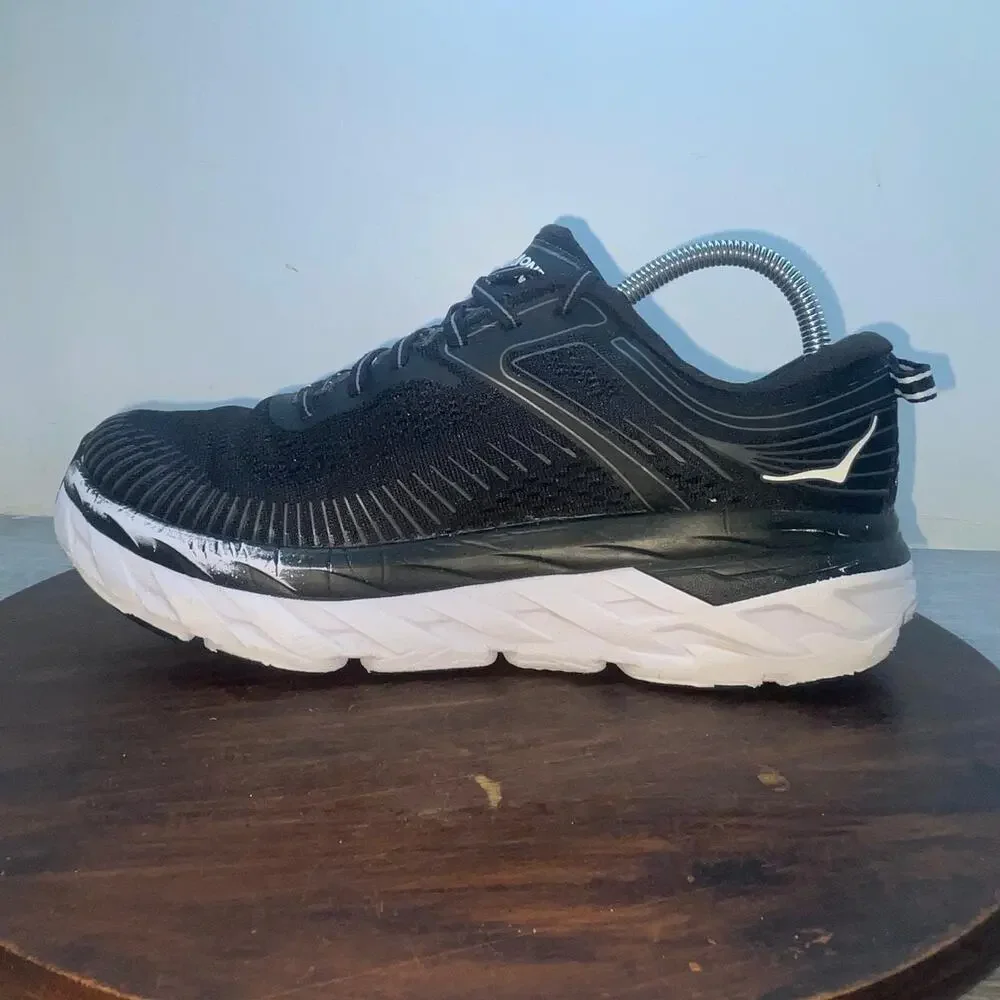 HOKA One One Bondi 7 Shoes Womens Size 8.5 Black White Road Running 1110519 BWHT